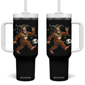 Funny Mardi Gras Bigfoot Playing Soccer Tumbler With Handle Football Fan Gift TS12 One Size: 40 oz Black Print Your Wear