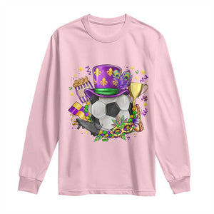Mardi Gras Soccer Ball Long Sleeve Shirt Funny Soccer Player Gift TS12 Light Pink Print Your Wear