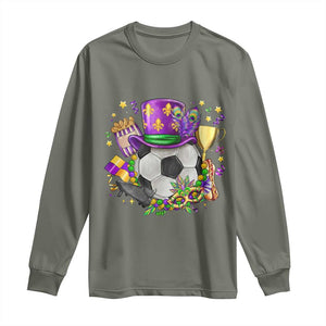 Mardi Gras Soccer Ball Long Sleeve Shirt Funny Soccer Player Gift TS12 Military Green Print Your Wear