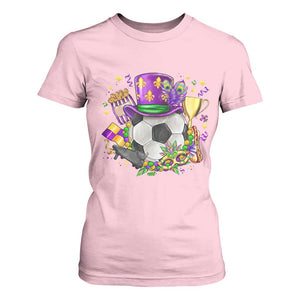 Mardi Gras Soccer Ball T Shirt For Women Funny Soccer Player Gift TS12 Light Pink Print Your Wear