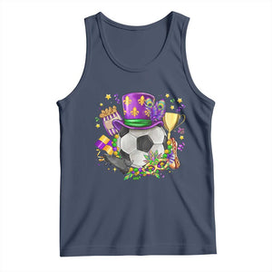 Mardi Gras Soccer Ball Tank Top Funny Soccer Player Gift TS12 Navy Print Your Wear