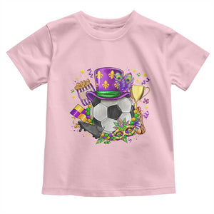 Mardi Gras Soccer Ball Toddler T Shirt Funny Soccer Player Gift TS12 Light Pink Print Your Wear