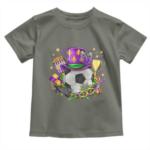 Mardi Gras Soccer Ball Toddler T Shirt Funny Soccer Player Gift TS12 Military Green Print Your Wear