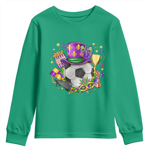 Mardi Gras Soccer Ball Youth Sweatshirt Funny Soccer Player Gift TS12 Irish Green Print Your Wear