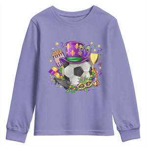 Mardi Gras Soccer Ball Youth Sweatshirt Funny Soccer Player Gift TS12 Violet Print Your Wear