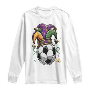 Mardi Gras Soccer Ball Long Sleeve Shirt Funny Louisiana Carnival Sports Gift TS12 White Print Your Wear