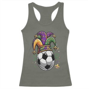 Mardi Gras Soccer Ball Racerback Tank Top Funny Louisiana Carnival Sports Gift TS12 Military Green Print Your Wear