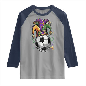 Mardi Gras Soccer Ball Raglan Shirt Funny Louisiana Carnival Sports Gift TS12 Sport Gray Navy Print Your Wear