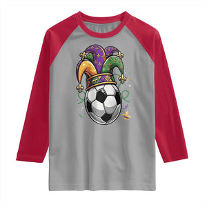 Mardi Gras Soccer Ball Raglan Shirt Funny Louisiana Carnival Sports Gift TS12 Sport Gray Red Print Your Wear