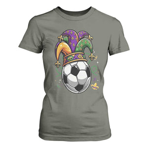 Mardi Gras Soccer Ball T Shirt For Women Funny Louisiana Carnival Sports Gift TS12 Military Green Print Your Wear