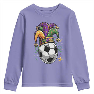 Mardi Gras Soccer Ball Youth Sweatshirt Funny Louisiana Carnival Sports Gift TS12 Violet Print Your Wear