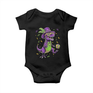 Funny Mardi Gras Dinosaur Playing Soccer Baby Onesie TS12 Black Print Your Wear