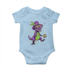 Funny Mardi Gras Dinosaur Playing Soccer Baby Onesie TS12 Light Blue Print Your Wear