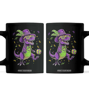 Funny Mardi Gras Dinosaur Playing Soccer Coffee Mug TS12 Black Print Your Wear