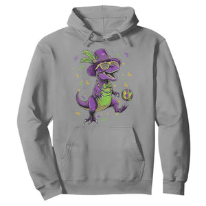 Funny Mardi Gras Dinosaur Playing Soccer Hoodie TS12 Sport Gray Print Your Wear