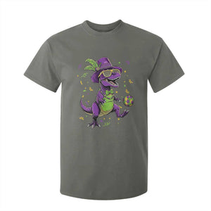 Funny Mardi Gras Dinosaur Playing Soccer T Shirt For Kid TS12 Military Green Print Your Wear