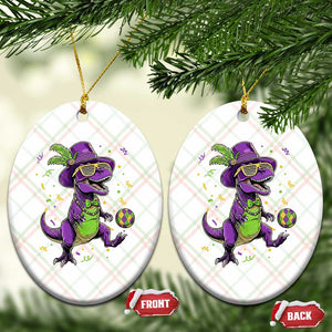 Funny Mardi Gras Dinosaur Playing Soccer Ceramic Ornament TS12 Print Your Wear