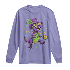 Funny Mardi Gras Dinosaur Playing Soccer Long Sleeve Shirt TS12 Violet Print Your Wear