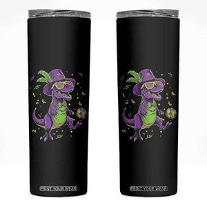 Funny Mardi Gras Dinosaur Playing Soccer Skinny Tumbler TS12 Black Print Your Wear