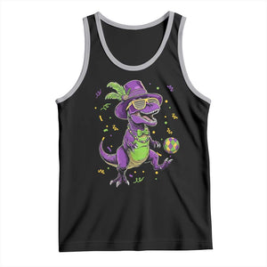 Funny Mardi Gras Dinosaur Playing Soccer Tank Top TS12 Black Athletic Heather Print Your Wear