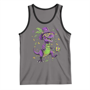 Funny Mardi Gras Dinosaur Playing Soccer Tank Top TS12 Deep Heather Black Print Your Wear