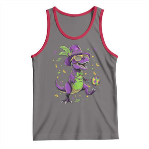 Funny Mardi Gras Dinosaur Playing Soccer Tank Top TS12 Deep Heather Red Print Your Wear