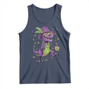 Funny Mardi Gras Dinosaur Playing Soccer Tank Top TS12 Navy Print Your Wear