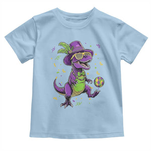 Funny Mardi Gras Dinosaur Playing Soccer Toddler T Shirt TS12 Light Blue Print Your Wear