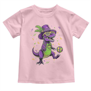 Funny Mardi Gras Dinosaur Playing Soccer Toddler T Shirt TS12 Light Pink Print Your Wear
