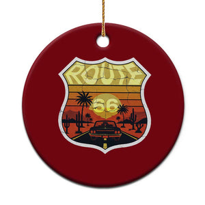 Retro Route Highway 66 Ceramic Ornament Vintage Americana Road Trip TS12 1pc Red Print Your Wear