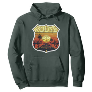 Retro Route Highway 66 Hoodie Vintage Americana Road Trip TS12 Dark Forest Green Print Your Wear