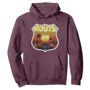 Retro Route Highway 66 Hoodie Vintage Americana Road Trip TS12 Maroon Print Your Wear