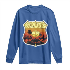 Retro Route Highway 66 Long Sleeve Shirt Vintage Americana Road Trip TS12 Royal Blue Print Your Wear
