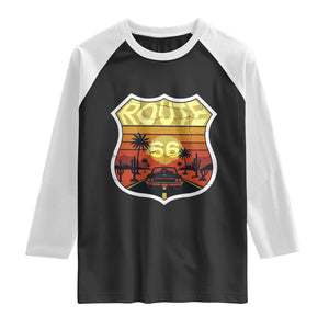 Retro Route Highway 66 Raglan Shirt Vintage Americana Road Trip TS12 Black White Print Your Wear