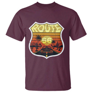 Retro Route Highway 66 T Shirt Vintage Americana Road Trip TS12 Maroon Print Your Wear