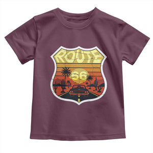 Retro Route Highway 66 Toddler T Shirt Vintage Americana Road Trip TS12 Maroon Print Your Wear