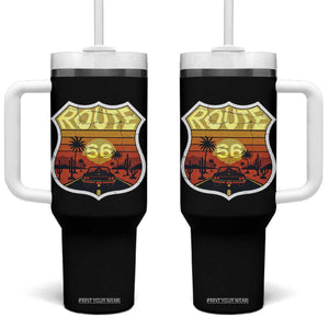 Retro Route Highway 66 Tumbler With Handle Vintage Americana Road Trip TS12 One Size: 40 oz Black Print Your Wear