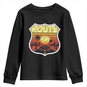 Retro Route Highway 66 Youth Sweatshirt Vintage Americana Road Trip TS12 Black Print Your Wear