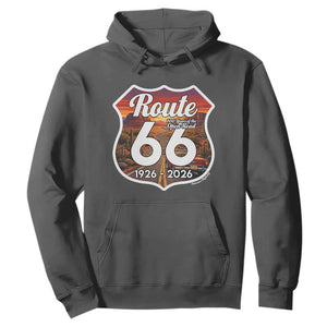 Route Highway 66 Centennial Hoodie Vintage Distressed Americas Highway TS12 Dark Heather Print Your Wear
