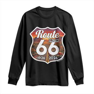 Route Highway 66 Centennial Long Sleeve Shirt Vintage Distressed Americas Highway TS12 Black Print Your Wear