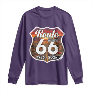 Route Highway 66 Centennial Long Sleeve Shirt Vintage Distressed Americas Highway TS12 Purple Print Your Wear
