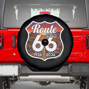 Route Highway 66 Centennial Spare Tire Cover Vintage Distressed Americas Highway TS12 Black Print Your Wear