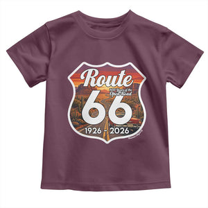 Route Highway 66 Centennial Toddler T Shirt Vintage Distressed Americas Highway TS12 Maroon Print Your Wear