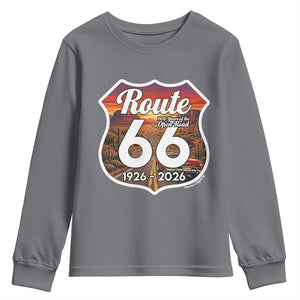 Route Highway 66 Centennial Youth Sweatshirt Vintage Distressed Americas Highway TS12 Charcoal Print Your Wear