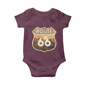 Vintage Motorcycle Road Trip Route Highway 66 Baby Onesie Open Road Adventure TS12 Maroon Print Your Wear