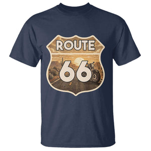 Vintage Motorcycle Road Trip Route Highway 66 T Shirt Open Road Adventure TS12 Navy Print Your Wear