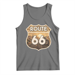 Vintage Motorcycle Road Trip Route Highway 66 Tank Top Open Road Adventure TS12 Black Heather Print Your Wear