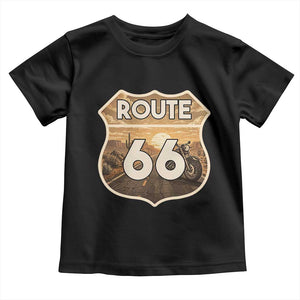 Vintage Motorcycle Road Trip Route Highway 66 Toddler T Shirt Open Road Adventure TS12 Black Print Your Wear