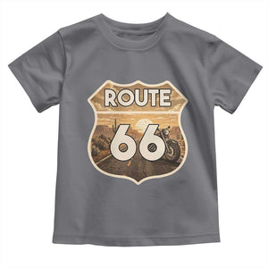 Vintage Motorcycle Road Trip Route Highway 66 Toddler T Shirt Open Road Adventure TS12 Charcoal Print Your Wear