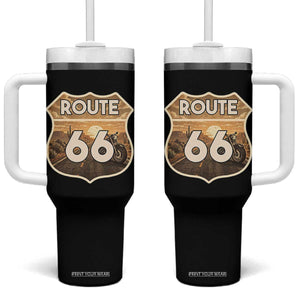 Vintage Motorcycle Road Trip Route Highway 66 Tumbler With Handle Open Road Adventure TS12 One Size: 40 oz Black Print Your Wear